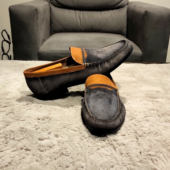 Men's Donald J Pliner Distressed Blue&Tan Loafers (New) Size 12 - Picture 4 of 4